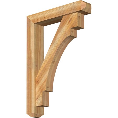 Ekena Millwork Merced Craftsman Rough Sawn Bracket w/ Offset Brace, Western Red Cedar, 6"W x 30"D x 42"H BKT0604X30X42MRC04RWR